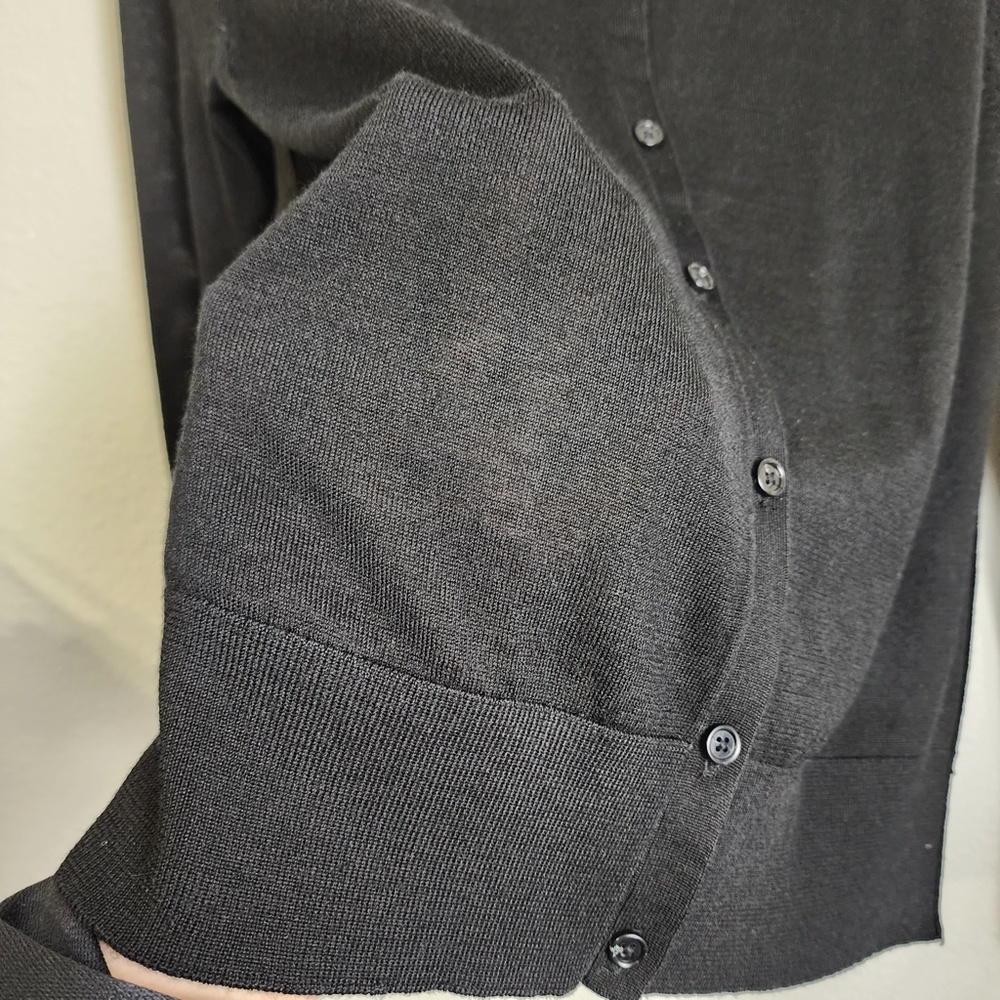 LOFT Lightweight Wool Blend Black Button Down Cardigan Size Small